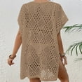 thumbnail image 4 of Gubotare Bathing Suit Cover Up for Women Crochet Swimsuit Cover Up with Batwing Sleeve Loose Swim cover ups,Khaki One Size, 4 of 5