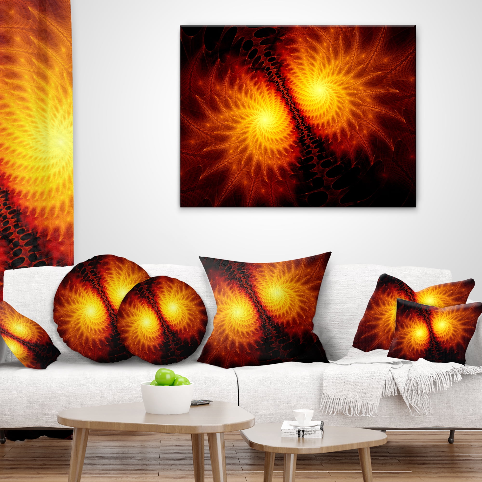 Designart Fiery Wings of Dragon - Abstract Throw Pillow - 18x18