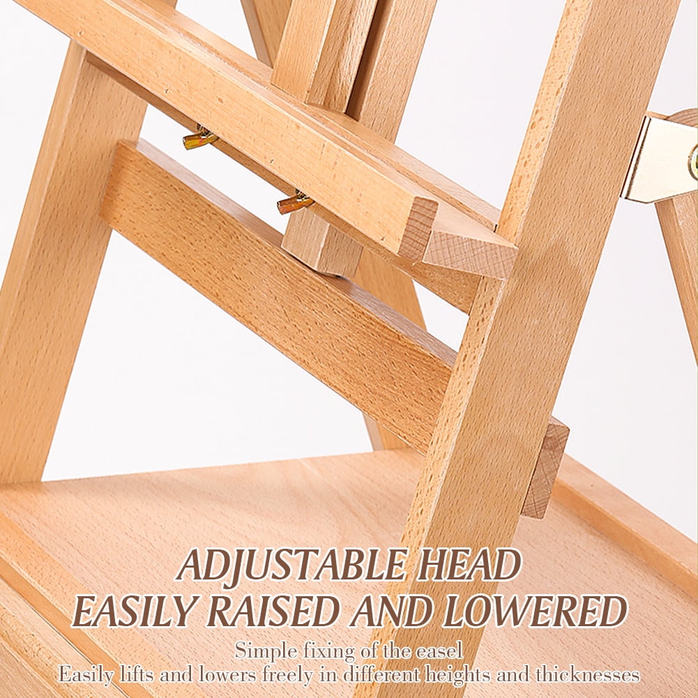 SHegdu Portable Foldable Flat Easel for Painting,Adjustable Large Painting Easel with with Drawer Tray,for Tripod Field Easel for Adults, Artists, Beginners - Natural