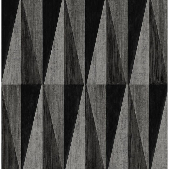 Harry & Grace Charcoal Pieced Diamonds Peel and Stick Wallpaper - 20.5 in. W. x 18 ft. L. Roll