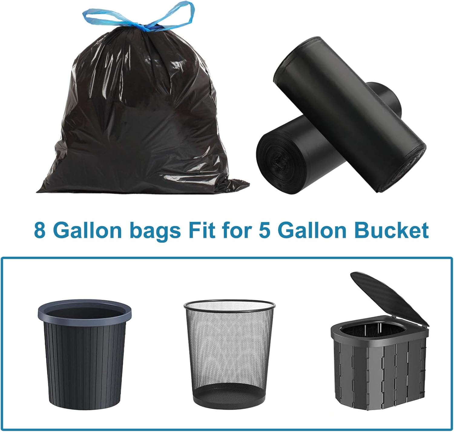 40 Pack Compostable Camping Toilet Bags With Poo Gel - 8 Gallon Biodegradable Portable Toilet Bags For Outdoors
