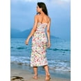 thumbnail image 4 of ZAFUL Cute Leisure Sundress Floral Print Slit Keyhole Midi Dress Multi S, 4 of 7
