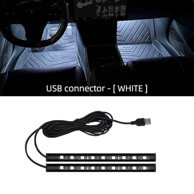 Crazyview USB 5V LED Car Interior Footwell Lights, RGB Ambient Atmosphere Lighting Kit, 2 Strip Multi-Color LED Underdash Lamps for Vehicle Accent Decor