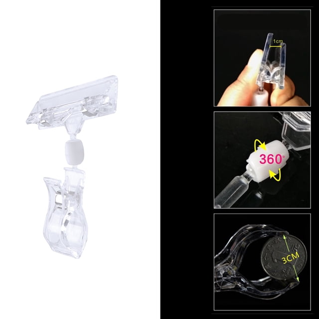 OULII 5Pcs Transparent Plastic Label Clip for Clothing Tag Vertical Shake Design for Retail Stores