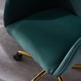 thumbnail image 5 of Velvet Office Desk Chair with Mid-Back, Modern Height Adjustable 360° Swivel Upholstered Computer Task Chair with Arms and Wheels for Study Room Living Room Bedroom (Dark Green), 5 of 7