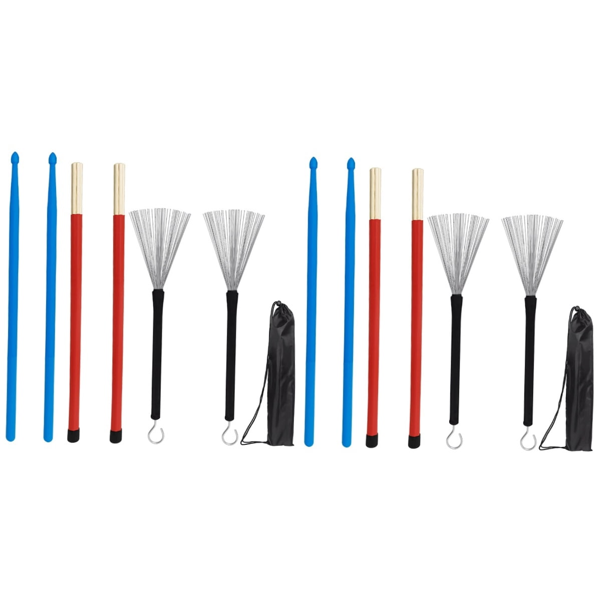 HOMEMAXS 2 Sets of Drumstick And Drum Wire Set Percussion Instrument Mallet And Drum Brush With Bag
