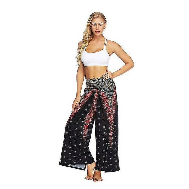 Pantalon d'Entraînement Grand à Fente Latérale Imprimé Boho pour Femmes