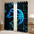 thumbnail image 2 of Erosebridal Ball Games Curtains for Living Room,Basketball Sport Curtains for Living Room,Blue Neon Light Ombre Geometry Curtains and Drapes (42x84),Super Cozy Room Decoration, 2 of 7