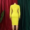 thumbnail image 5 of AURA Plus Size Women V Neck Long Sleeve High Waist Pencil Midi Dress Elegant Office Party Outfit, 5 of 10