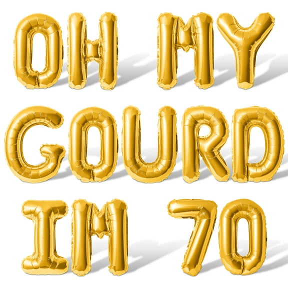 Letter Balloons - OH MY GOURD IM 70 16" Inch Alphabet Letters Foil Mylar Balloon 70th Birthday Party Banner (Gold)
