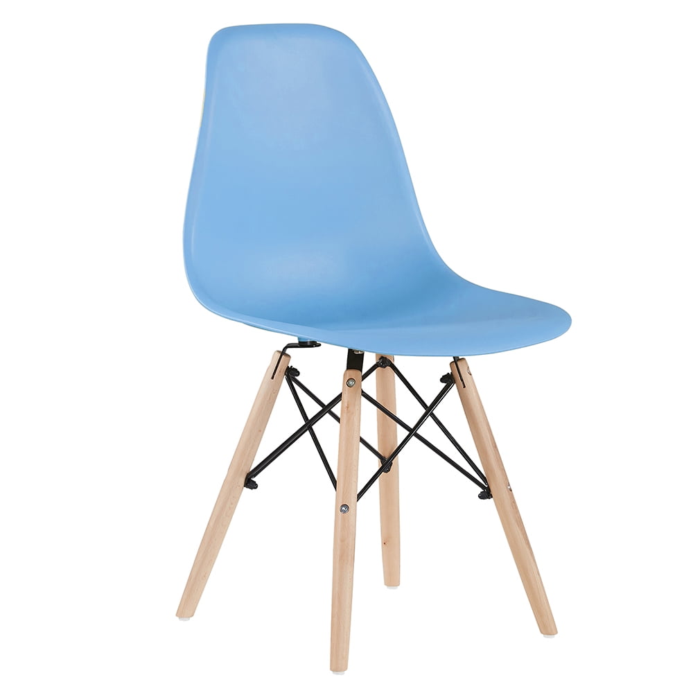 Kepooman 2 PCS Modern Armless Dining Chairs with Wood Legs, Light Blue