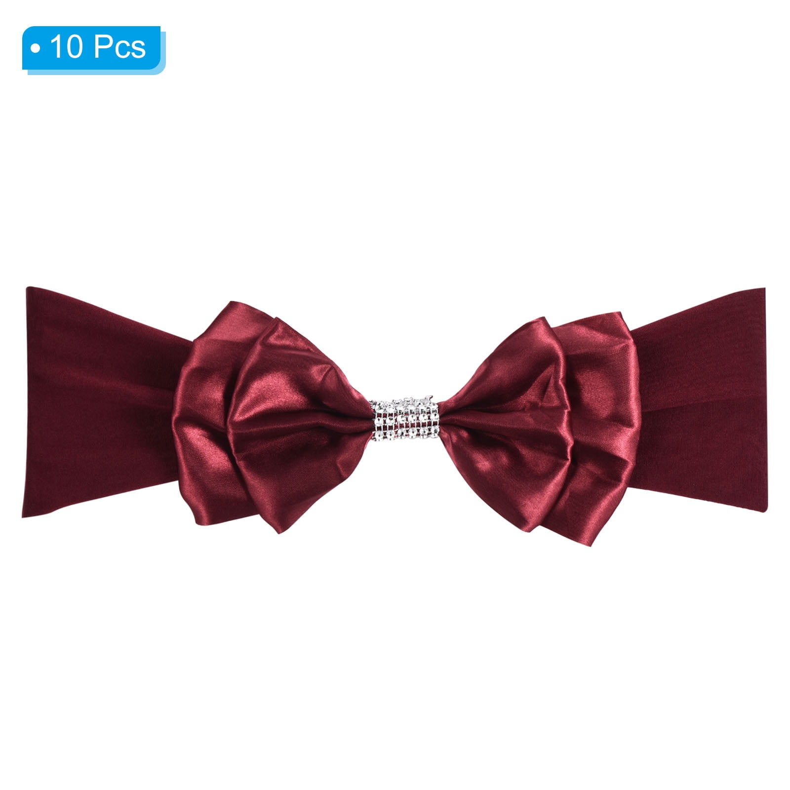 Unique Bargains Chair Sash Bow Spandex Stretch Chair Cover Bands Sashes with Bow Knot 10 Burgundy