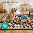 thumbnail image 4 of ODIKA 6'x9' Ultra-Soft Area Rug, Primitive Distressed Vintage Folk Border Farmhouse Lettering None Washable, Bare feet friendly, Silk-Touch for Guest Room, Bedroom, 4 of 7