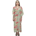 thumbnail image 5 of Bimba Moms Green Drawstring Printed Maternity Kaftan Nursing Maxi Dress-22, 5 of 6