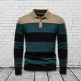 thumbnail image 2 of Toimothcn Mens Sweater Autumn Winter Long Sleeve Lapel Polo Sweaters Thickened Knitwear Warm Loose Fit Patchwork Striped Knitted Sweater Mens Dailywear, 2 of 8