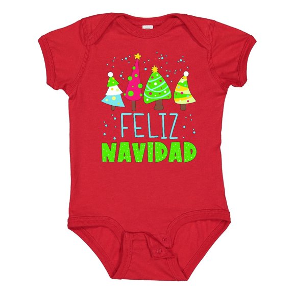 Inktastic Feliz Navidad Colorful Decorated Trees Boys or Girls Baby Bodysuit
