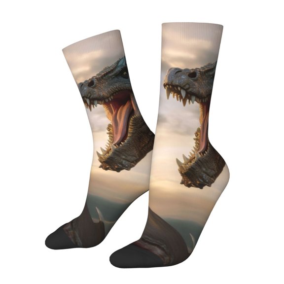 Fuzoiu Friendship Dragon Print Athletic Crew Socks for Men & Women,Casual Crew Socks,Above Ankle Crew Socks for Business, Casual