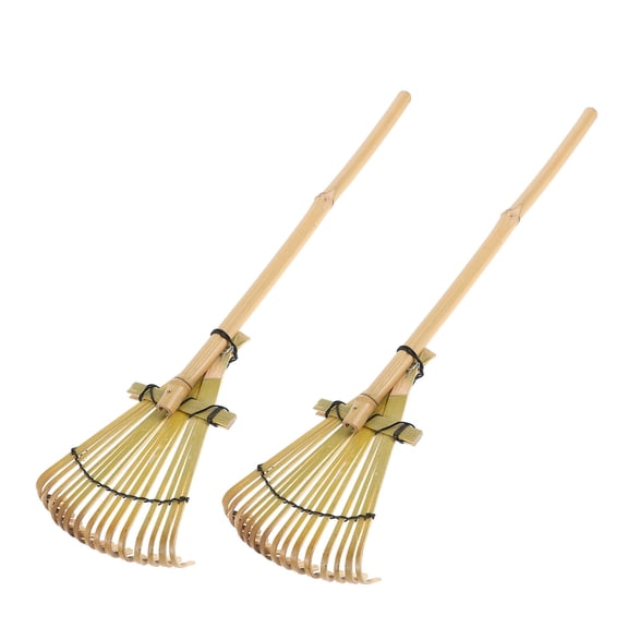 ELAYARD Bamboo Garden Rake White Japanese Style for Decor and Efficient Landscaping