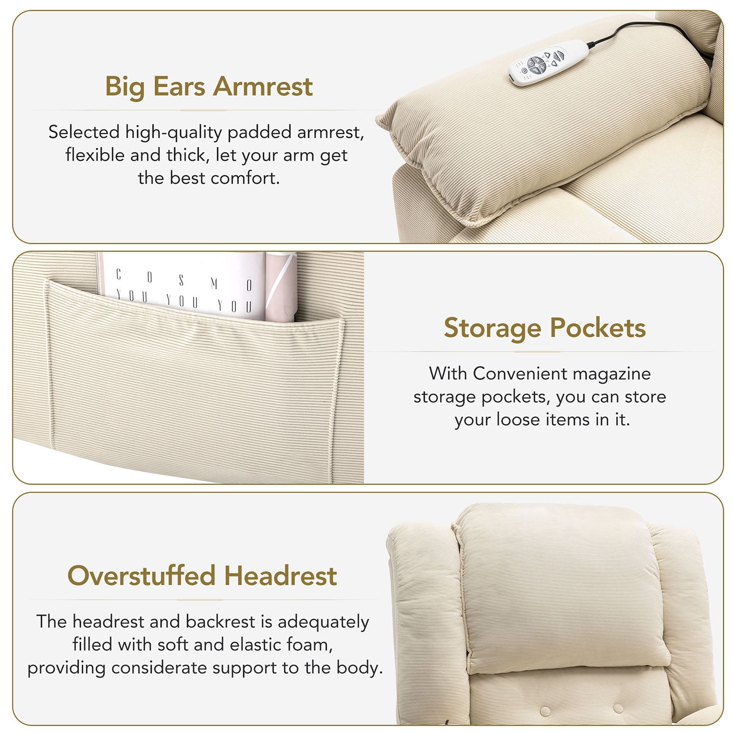Kepooman Electric Power Lift Chairs Recliner, Power Lift Chair for Elderly with Adjustable Massage and Heating Function for Living Room, Beige Kepooman Electric Power Lift Chairs Recliner, Power Lift Chair for Elderly with Adjustable Massage and Heating Function for Living Room, Beige