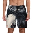 thumbnail image 2 of Picia Red Black Ink Style Bald Eagle pattern Mens Swim Trunks with Compression Liner Stretch Beach Shorts Quick Dry with Zipper Pockets No-Chafing Board Shorts-Medium, 2 of 9