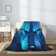 thumbnail image 2 of Fuzoiu Futuristic Blue Light Wolf Print Flannel Throw Blanket,Light Weight Warm Decorative,Throw Blanket Cover for Sofa, Couch, Bedroom,Travel-80"x60", 2 of 6