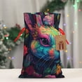 thumbnail image 4 of Fuzoiu Colorful Patterned Rabbit Print Christmas Gift Bag,Burlap Gift Bag with Drawstring Closure & Hang Tag,Perfect for Holidays, Birthdays, and Special Occasions-Medium, 4 of 7