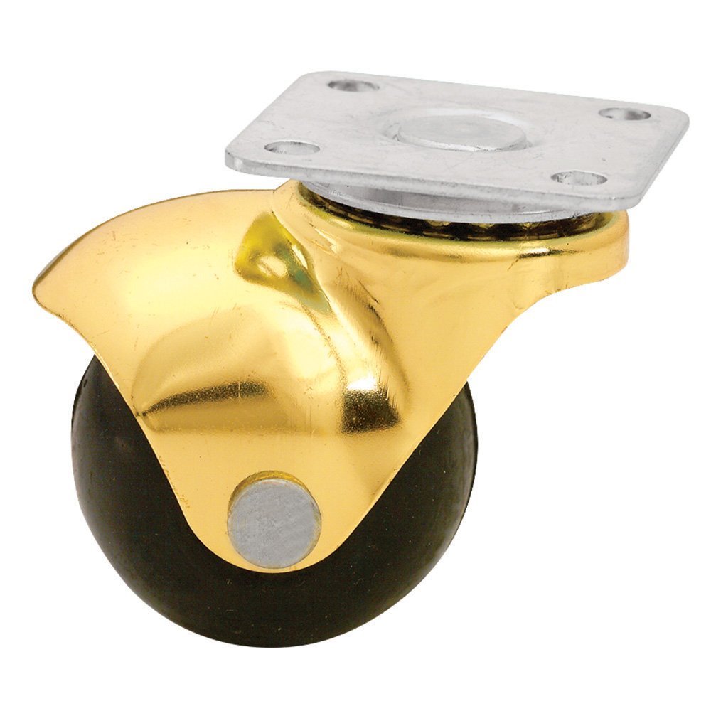 19/16" Brass Ball Casters Plate Mount (4 per Pack), Brass Hood, Plate