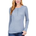 thumbnail image 5 of MixMatchy Women's Long Sleeve Eight Button Closure Henley Thermal Knit Top, 5 of 5