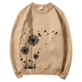 thumbnail image 4 of Holzkary Sweatshirts for Women Hoodies Women's Autumn Winter Round Neck Dandelion Print Loose Casual Warm Hoodie Graphic Printed Pullover Top Comfy Fall Winter Outfits Clothes 2025 Fashion Khaki M, 4 of 4