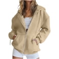 thumbnail image 7 of jtjvou Womens Zip Up Hoodies 2025 Fall Winter Trendy Long Sleeve Hooded Sweatshirts Long Sleeve Comfy Casual Jacket Yellow XXL, 7 of 7
