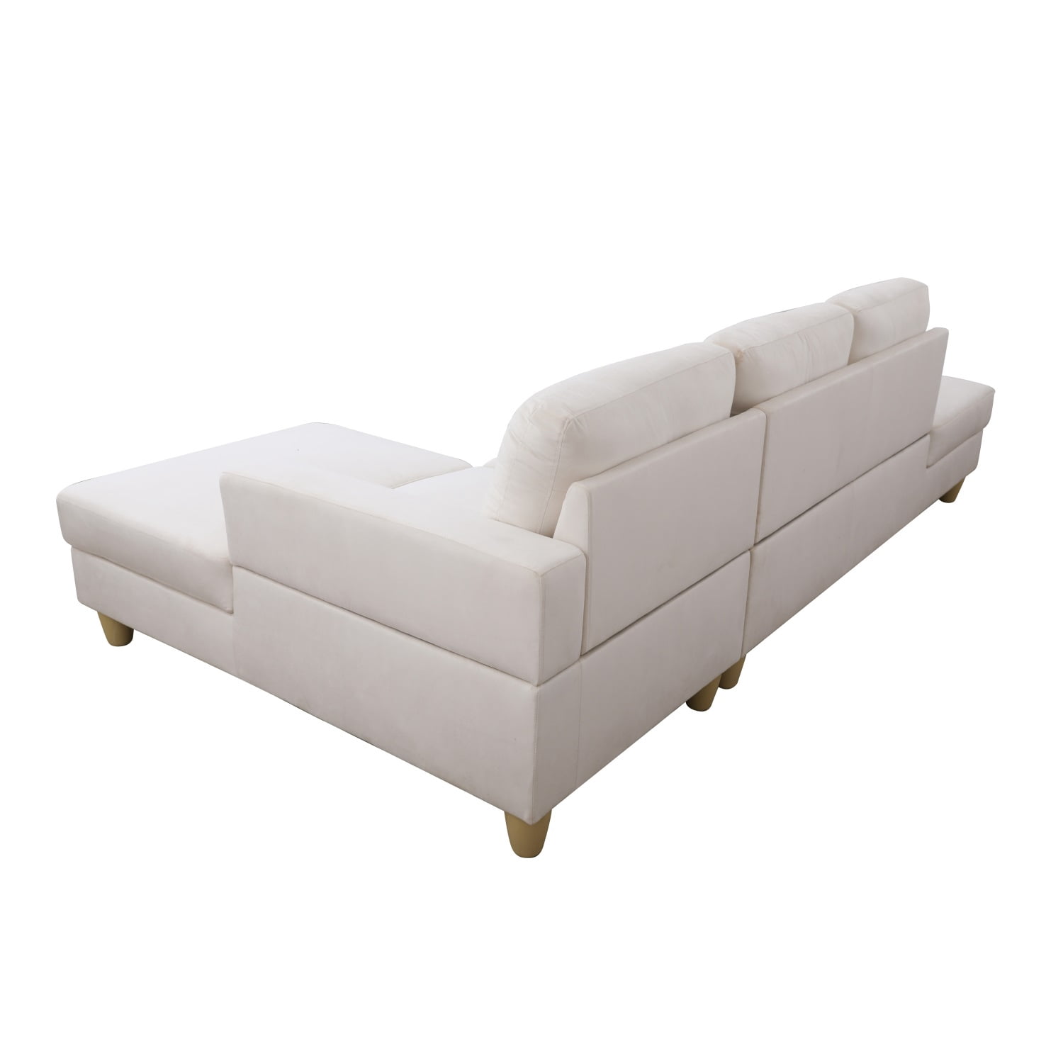 Hommoo Lint Living Room Furniture Set, 4-Seat L-Shaped Sectional Couch Sofa for Apartment/Upstairs Loft/Living Room, 16.5'' Back Height, White(No Ottomans)