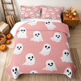 thumbnail image 2 of Erosebridal Cartoon Ghost Bed Spread Queen, Cute Spooky Animal Queen Coverlet Set for Girls, Light Pink White, 3-Piece 1 Quilt and 2 Pillowcases, 2 of 7