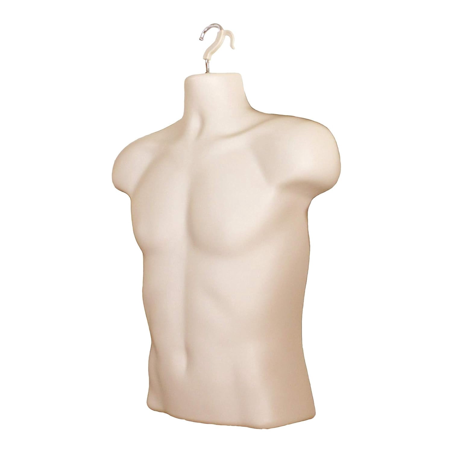 Flesh Male Mannequin Hollow Back Body Torso Set w/ Metal Stand with Metal Pole & Hanging Hook, S-M Sizes (1 Pack, Flesh)