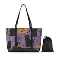 thumbnail image 7 of FORMRS Canvas Laptop Tote Bag for Women with 15.6" Computer Compartments Shoulder Handbag, Purple Halloween Black Cat, 7 of 7