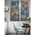 thumbnail image 4 of Vintage Colorful Floral Sheer Curtains 72 Inch Length 2 Panels Set Window Treatments, Spring Boho Vintage Abstract Art Rod Pocket Semi Curtains for Living Room/Bedroom/Kitchen Décor, 104"W x 72"L, 4 of 7
