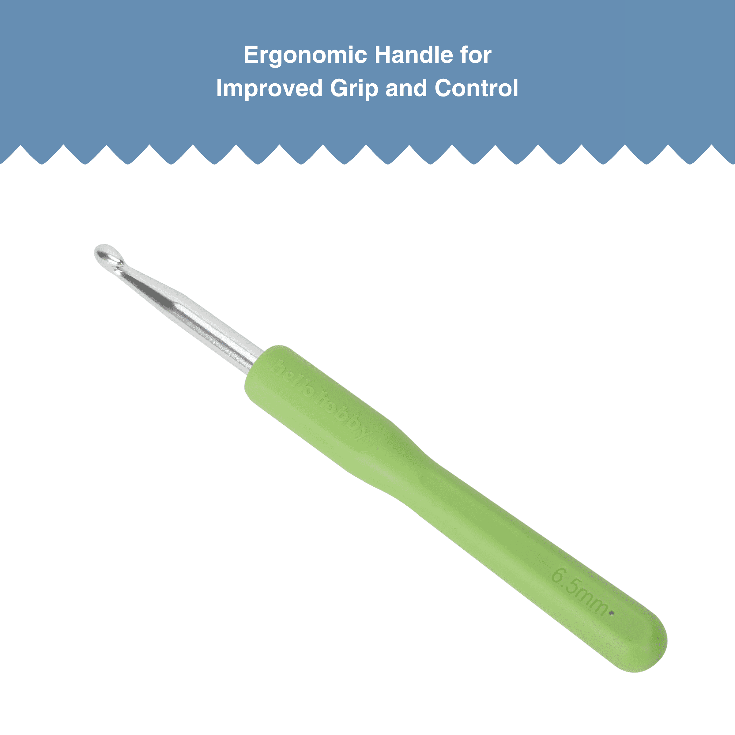 Hello Hobby Ergonomic Crochet Hook, Size K, 6.5 mm