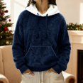thumbnail image 4 of Aoiroe Mens Fuzzy Sherpa Pullover Hoodie Sweatshirts,Winter Warm Pullover Hooded Sweatshirt,Thick Winter Hooded Sweatshirt,Fall Outwear Winter Hooded,Sherpa Fleece Lined Pullover Dark Blue XL, 4 of 5