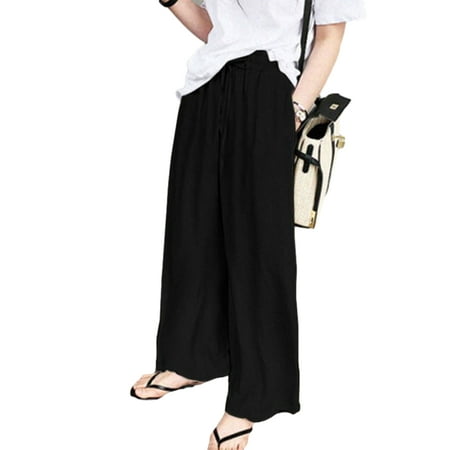 

Women s Wide-Leg Lounge Pants Solid Color Elastic Waist Pajama Pants