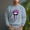 thumbnail image 5 of Men's 330g 100% Cotton Purple Haired Skull Pattern Dropped Shoulder Crew Neck Sweatshirt, 5 of 15