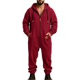 thumbnail image 4 of Ceisia Mens Loose Full Zip Hooded One Piece Jumpsuit Casual Sports Onesie Wine M Gift, 4 of 5