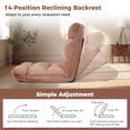 thumbnail image 5 of Giantex Adjustable Floor Chair, 14-Position Gaming Lounge Chair, Cushioned Lazy Sofa, Tan, 5 of 9