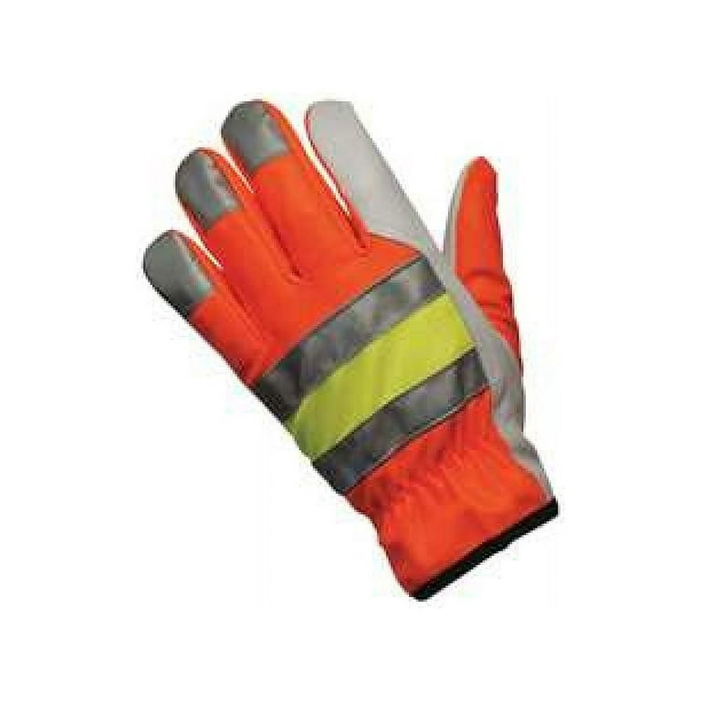 MCR Safety Leather Gloves,XL,Hi Vis Orange,PR 921XL