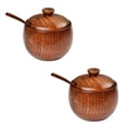 thumbnail image 1 of Salero de madera natural para cocina, tarro de especias de madera maciza con tapas y cucharas a juego, perfecto para almacenar hierbas y especias, mejora tu experiencia de cocina (juego de 2 piezas), 1 of 5
