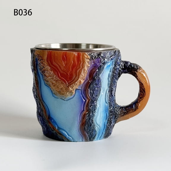 Mineral Crystal Coffee Mugs,Crystal Coffee Mugs,Elegant Luxury Mineral Crystal Coffee Mug,Handmade Crystal Coffee Mugs with Handle，Big Coffee Mug Gifts For Best Friend,Valentine's Day gift(J)