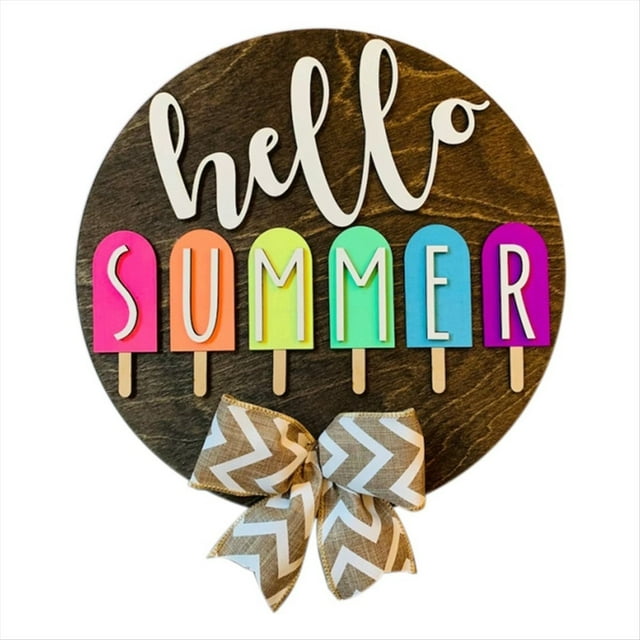 Señal de Temporada 3D, Señal de , Decoración de Temporada, Señal de Verano, Señal de Puerta de Redonda de Granja para Colgar Decoración del Hogar