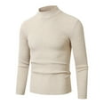 thumbnail image 1 of MIASHUI Chandail Décontracté pour Hommes Mode Ajusté Col Mi-Haut Couche de Base Manches Longues Beige,G, 1 of 2