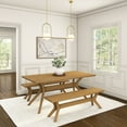 thumbnail image 5 of Plank+Beam Solid Wood Verso Dining Bench, 60" Entryway Bench, Minimalist Room Bench, Pecan, 5 of 8