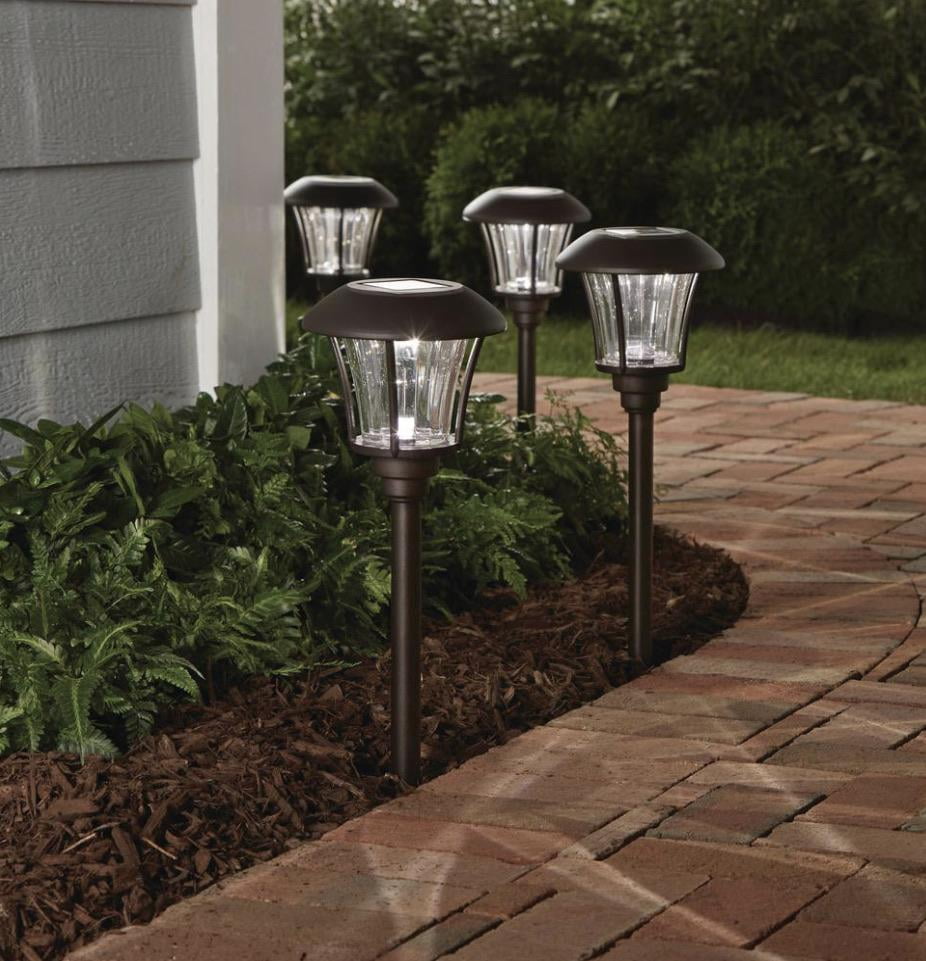 Hampton Bay Solar Outdoor Integrated LED Landscape Path Light 10 Lumens Bronze (8-Pack)