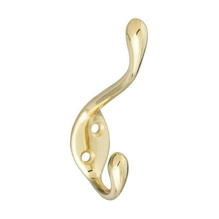 

2pk National Hardware N248-245 = S819-179 Heavy Duty Upscale Deep Projection Coat And Hat Hook Brass