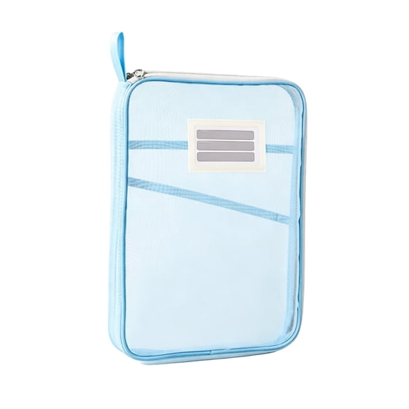 Yhmxh Mesh Zipper Document Folder with Handle, Portable Transparent Homework Organizer Pouch with Label Pocket, Multi-Layer Expanding Paper File Bag for A4 Size Papers Stationery Storage
